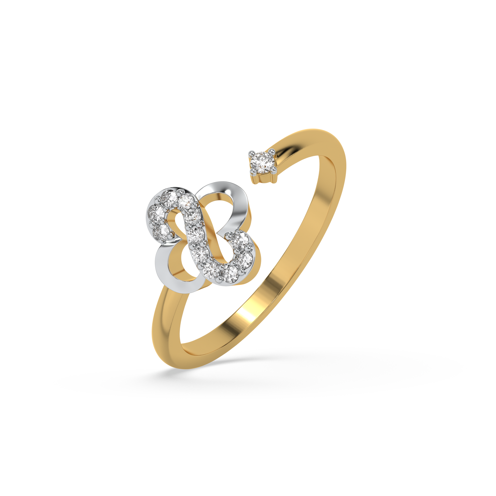 Clover S-Open Top Ring-18kt Gold Vermeil Lab Grown Diamond Ring