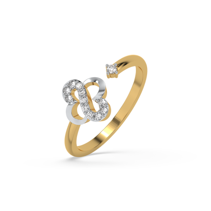 Clover S-Open Top Ring-18kt Gold Vermeil Lab Grown Diamond Ring