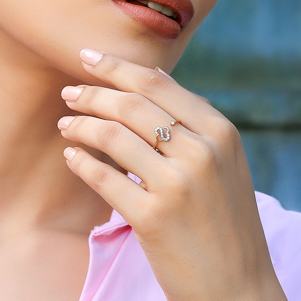 Clover S-Open Top Ring-18kt Gold Vermeil Lab Grown Diamond Ring