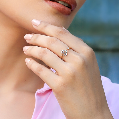 Clover S-Open Top Ring-18kt Gold Vermeil Lab Grown Diamond Ring