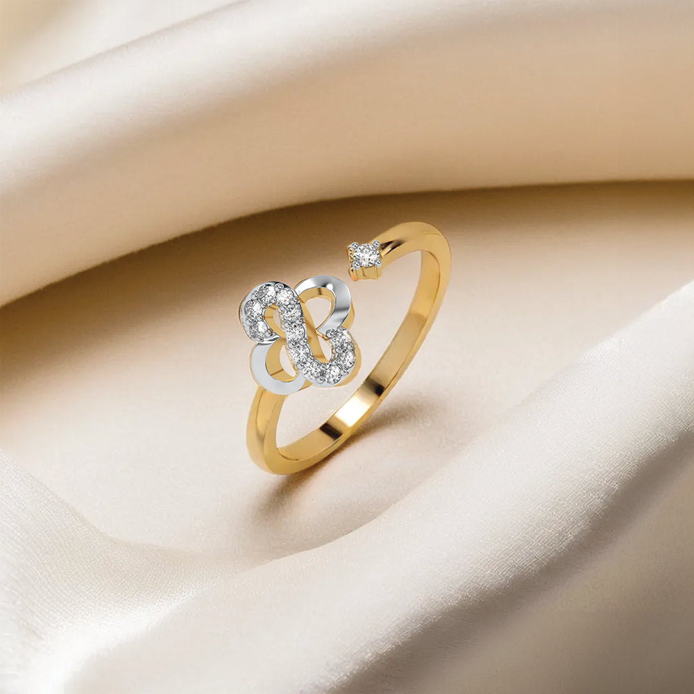 Clover S-Open Top Ring-18kt Gold Vermeil Lab Grown Diamond Ring