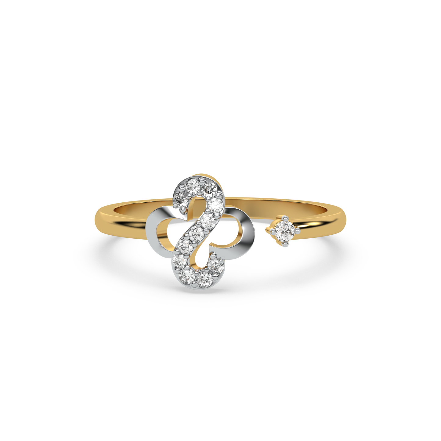 Clover S-Open Top Ring-18kt Gold Vermeil Lab Grown Diamond Ring