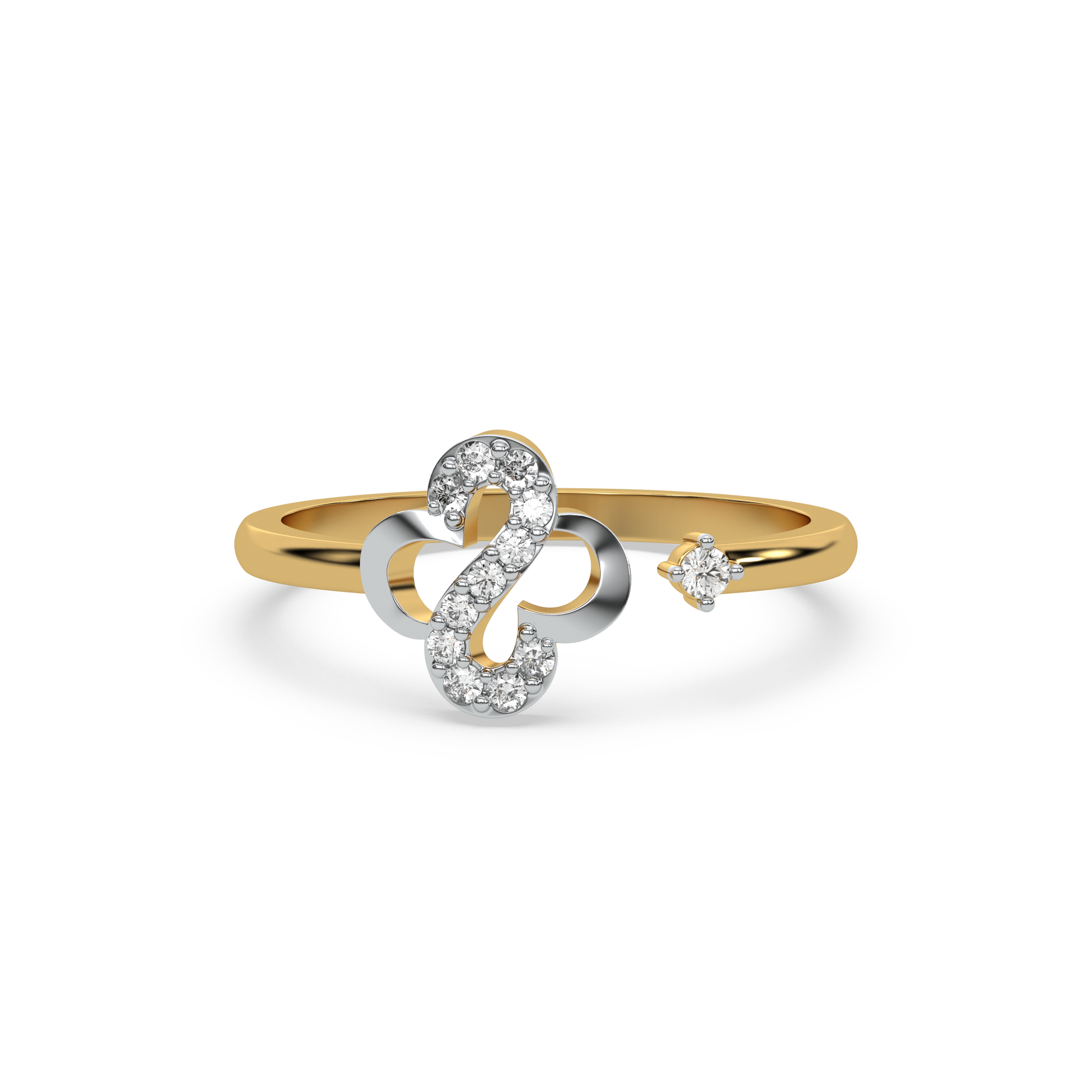 Clover S-Open Top Ring-18kt Gold Vermeil Lab Grown Diamond Ring