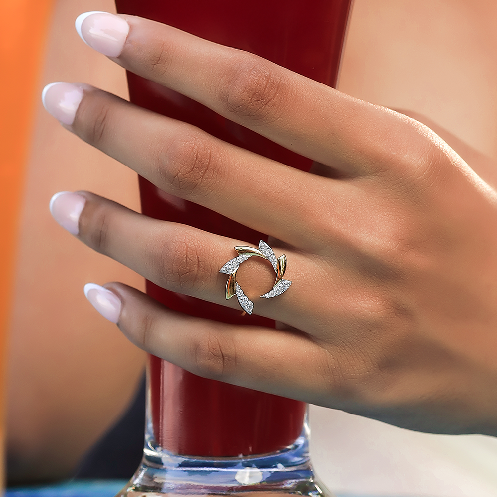 Cocktail Swirl Ring-18kt Gold Vermeil Lab Grown Diamond