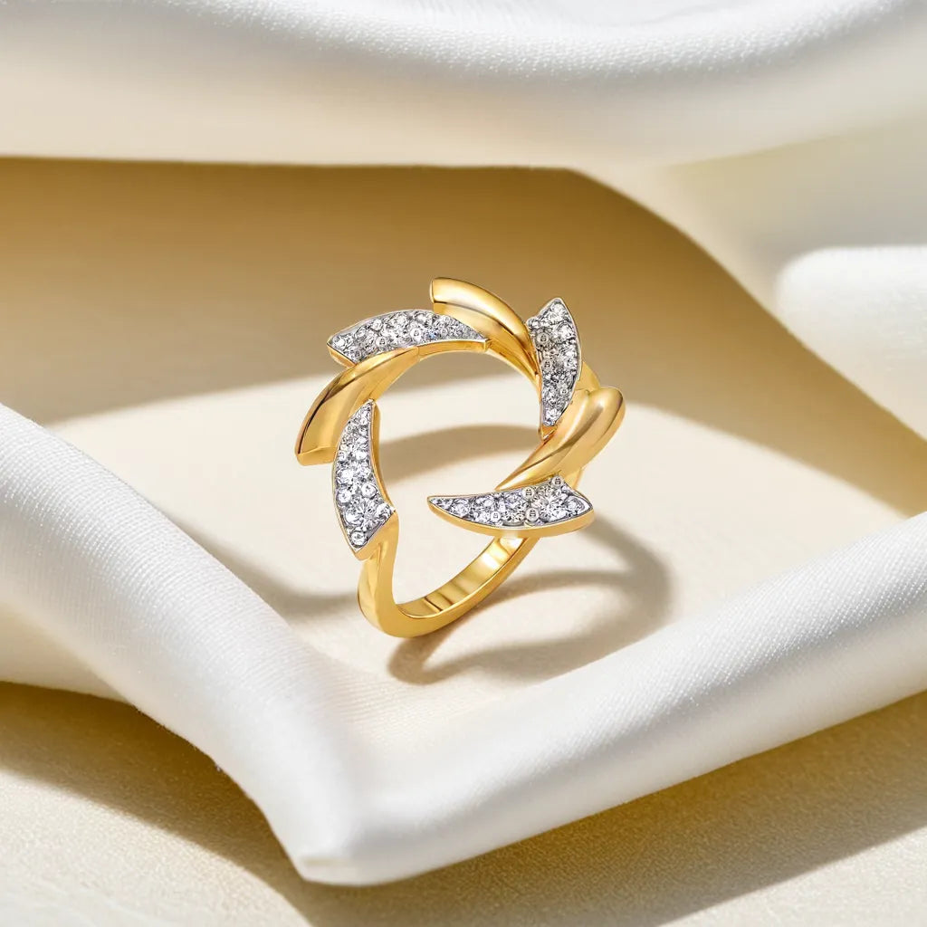 Cocktail Swirl Ring-18kt Gold Vermeil Lab Grown Diamond