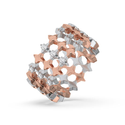 Cosmic Band Cocktail Ring-18kt Rose Gold Vermeil Lab Grown Diamond Ring