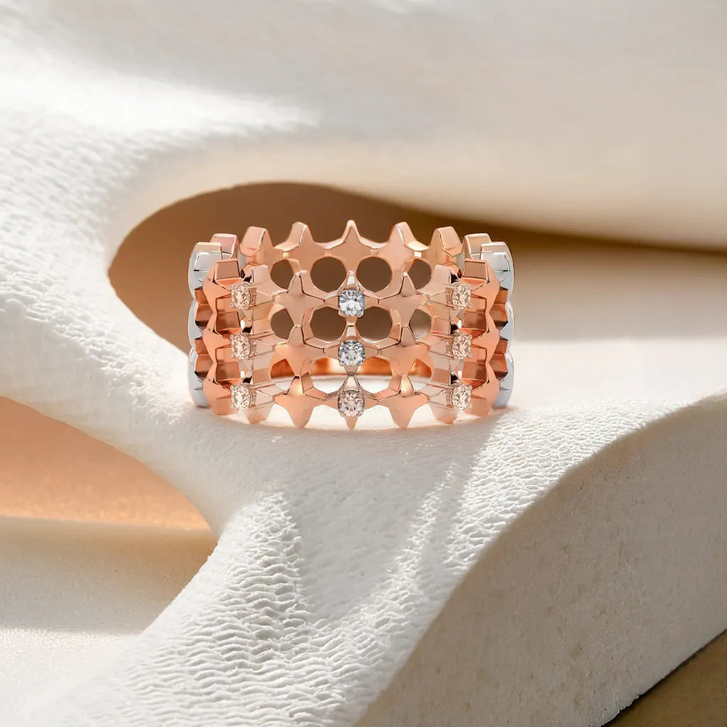 Cosmic Band Cocktail Ring-18kt Rose Gold Vermeil Lab Grown Diamond Ring