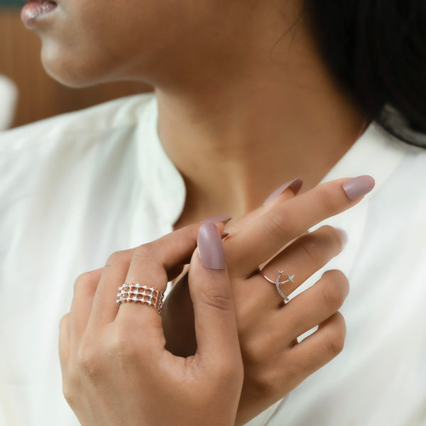 Cosmic Band Cocktail 18kt Rose Gold Vermeil Lab Grown Diamond Ring - Lukson 