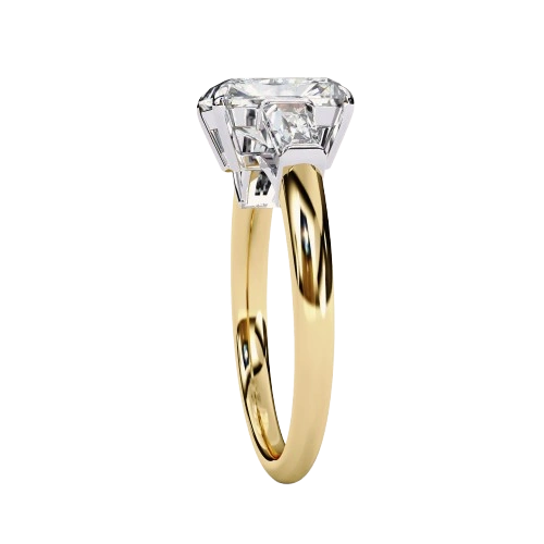 Crescent Radiant Pure Gold Lab Diamond Solitaire Ring - Top View