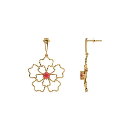 Crimson Bloom Drops- 18kt Gold Vermeil Ruby  Earrings