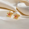 Crimson Bloom Studs - 18kt Vermeil Gold Plating Ruby Earrings
