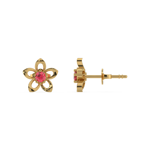 Minimal ruby lab grown diamond earrings