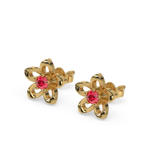 Crimson Bloom - Ruby Stud Earrings