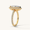 Crowned Marquise Pure Gold Lab Diamond Solitaire Ring - Side Top View