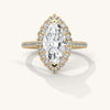Crowned Marquise Pure Gold Lab Diamond Solitaire Ring - Front View