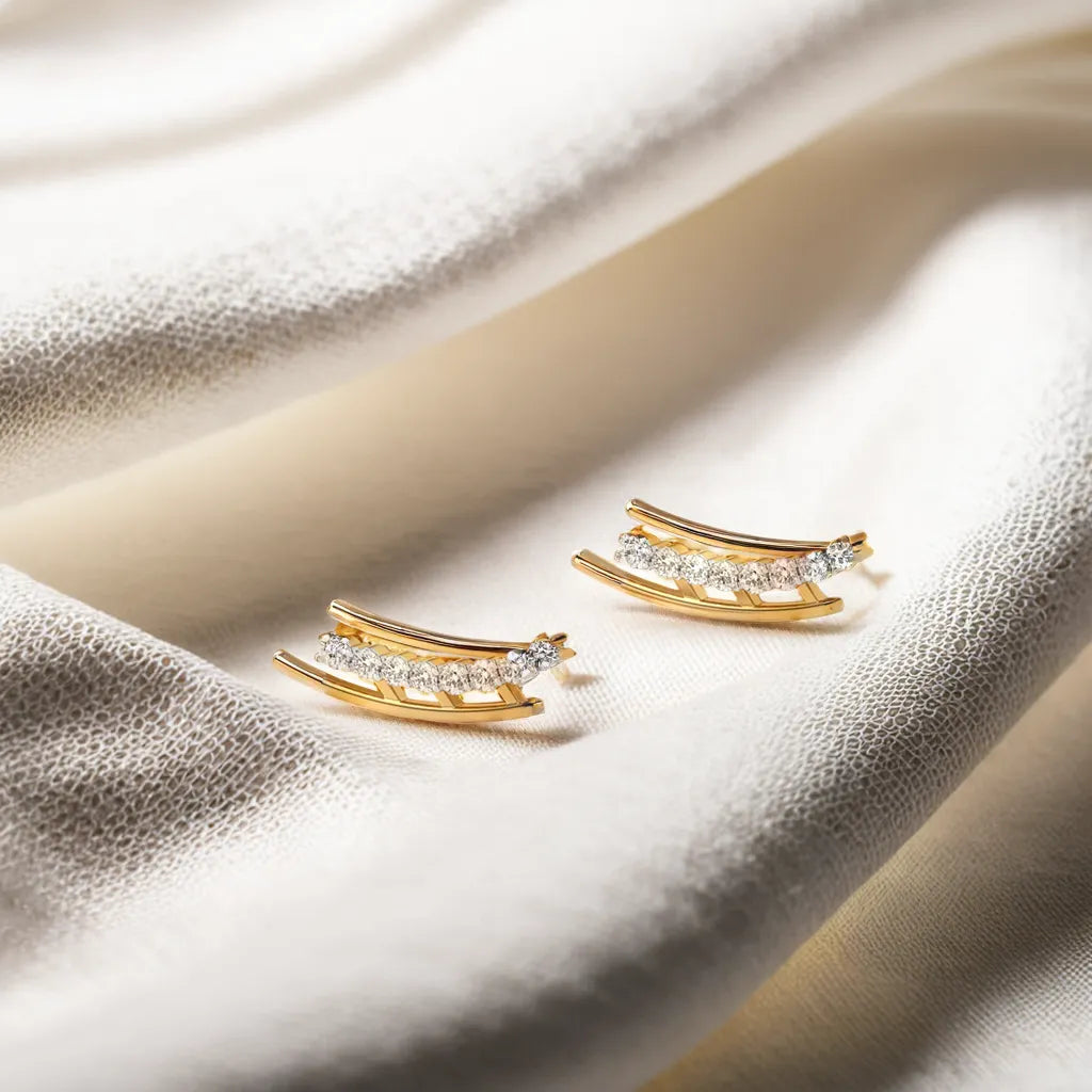 "Dare to Sparkle" Earcuff - 18kt Gold Vermeil Lab Grown Diamond Earrings
