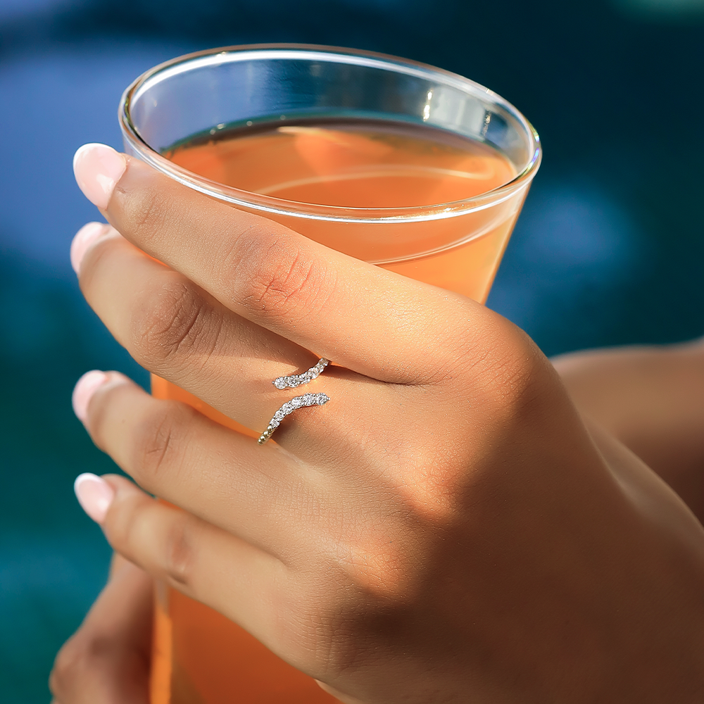 "Dare to Sparkle" Open Top Ring - 18kt Gold Vermeil Lab Grown Diamond