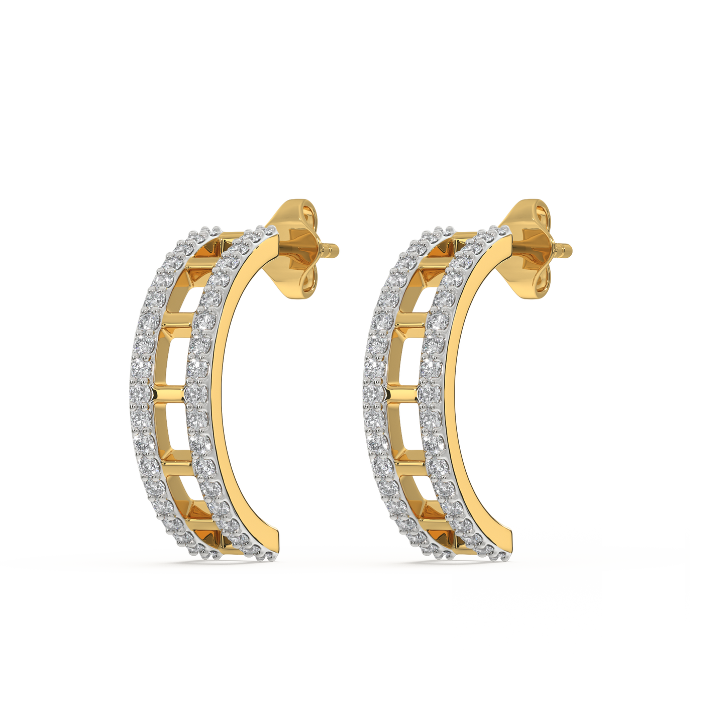 Double Pleated Hoops - 18kt Gold Vermeil Lab Grown Diamond Earrings