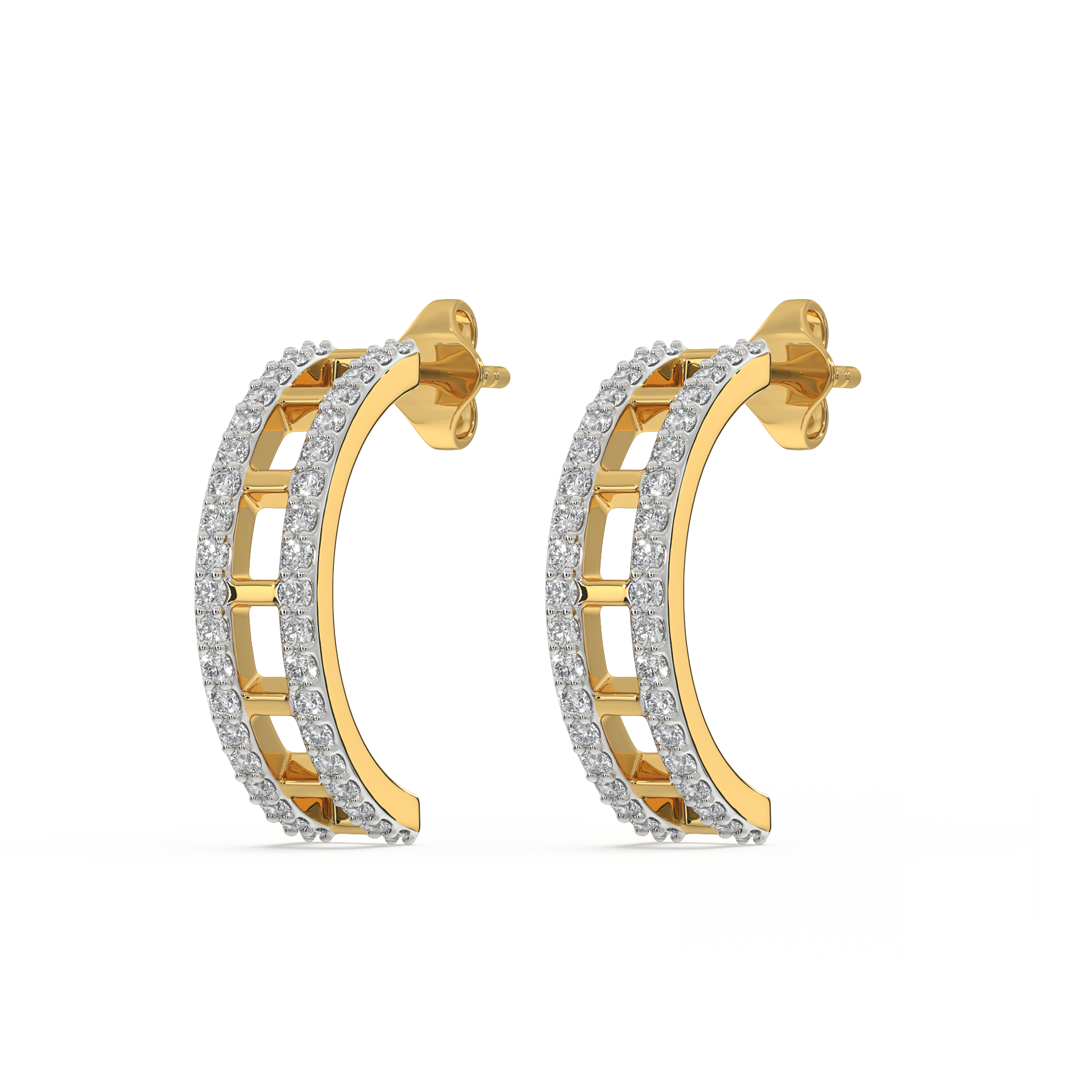 Double Pleated Hoops - 18kt Gold Vermeil Lab Grown Diamond Earrings