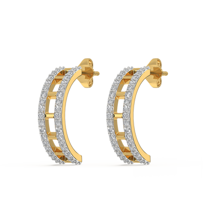 Double Pleated Hoops - 18kt Gold Vermeil Lab Grown Diamond Earrings