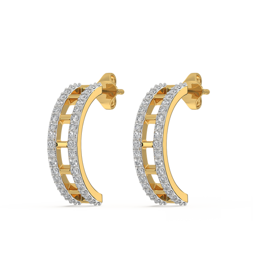Double Pleated Hoops - 18kt Gold Vermeil Lab Grown Diamond Earrings