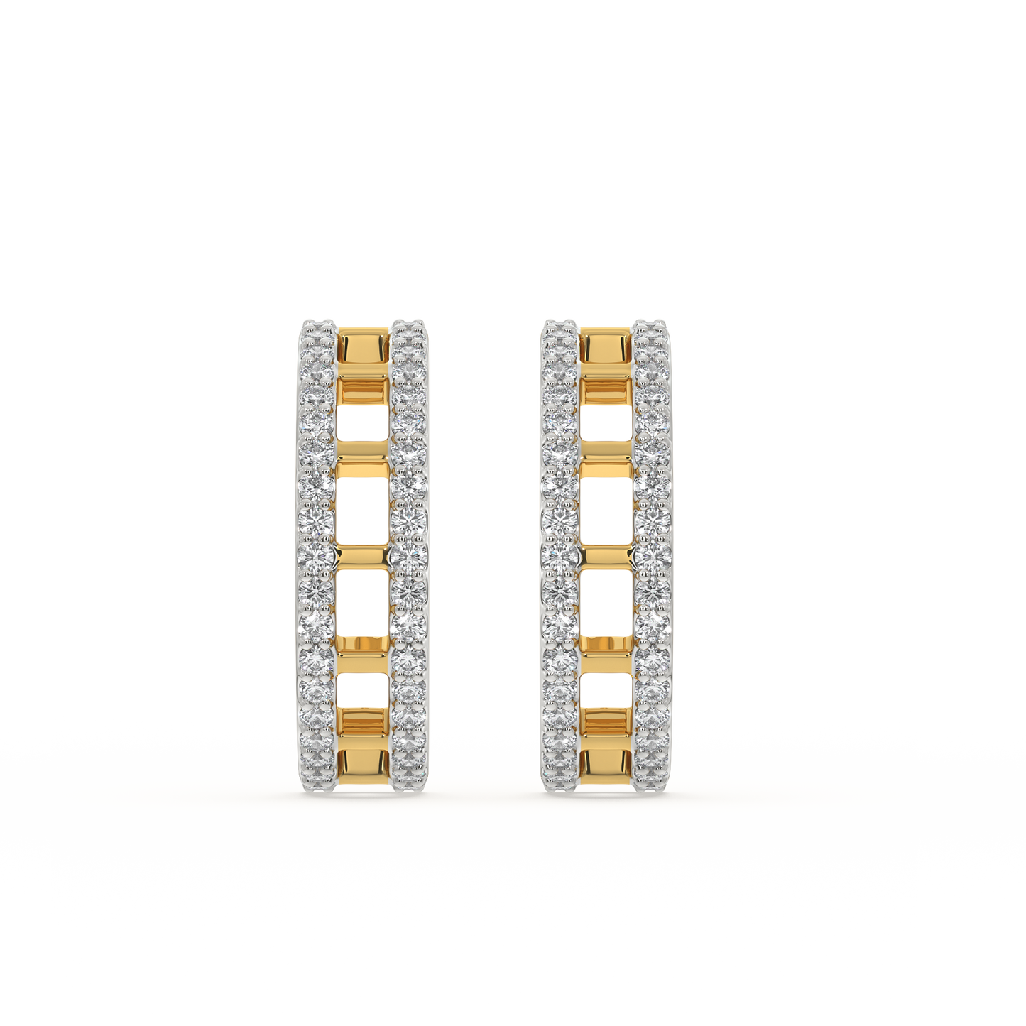 Double Pleated Hoops - 18kt Gold Vermeil Lab Grown Diamond Earrings
