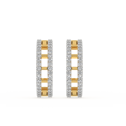 Double Pleated Hoops - 18kt Gold Vermeil Lab Grown Diamond Earrings