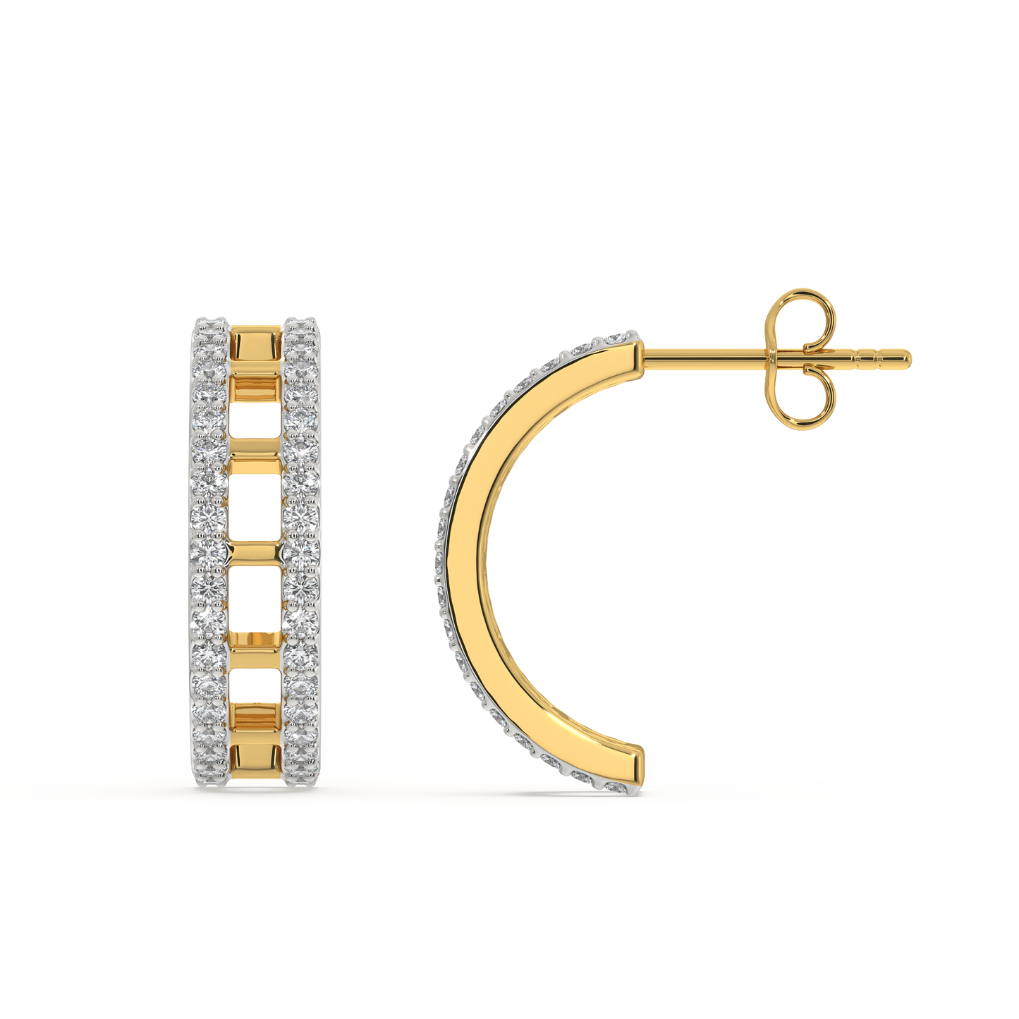 Double Pleated Hoops - 18kt Gold Vermeil Lab Grown Diamond Earrings