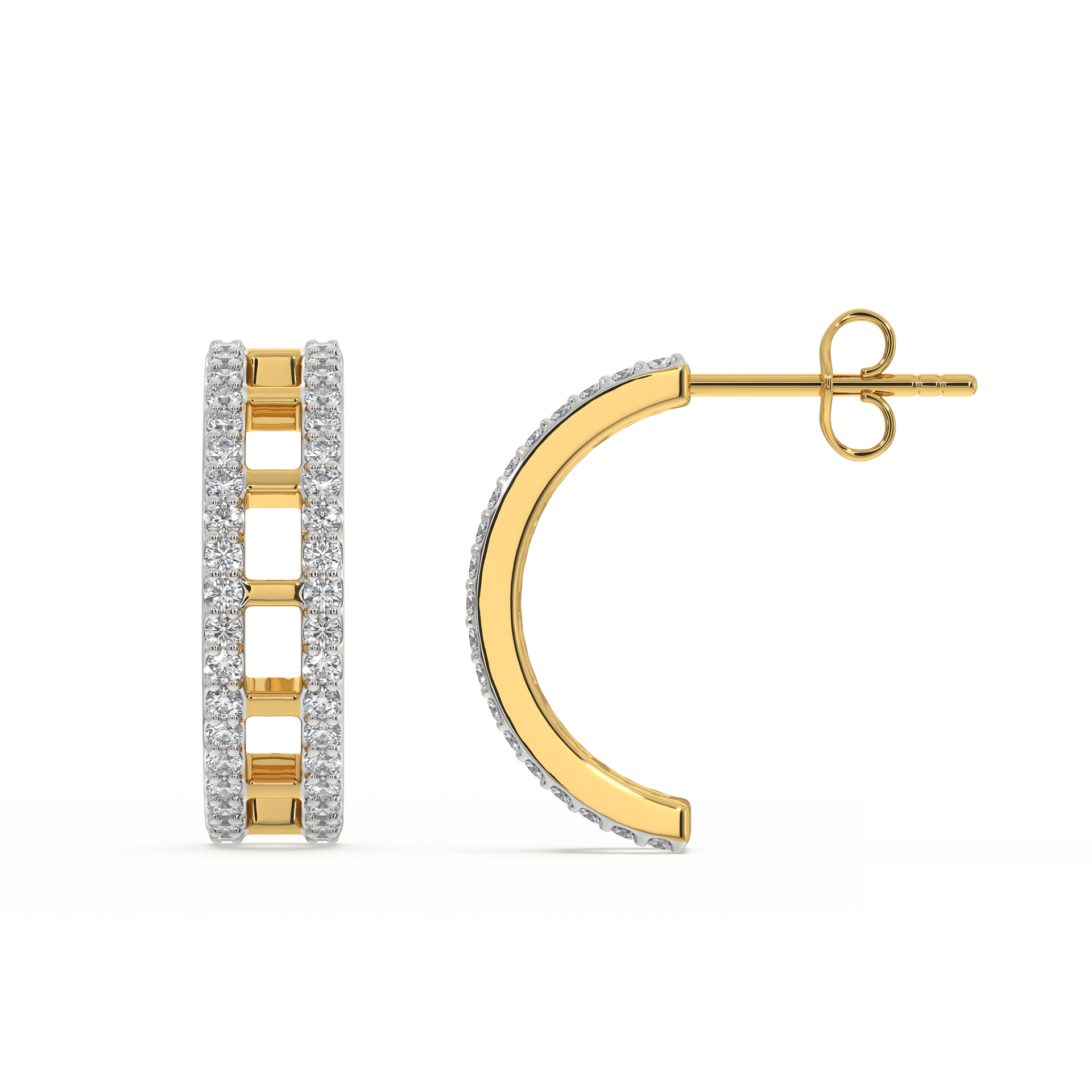 Double Pleated Hoops - 18kt Gold Vermeil Lab Grown Diamond Earrings