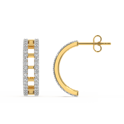Double Pleated Hoops - 18kt Gold Vermeil Lab Grown Diamond Earrings