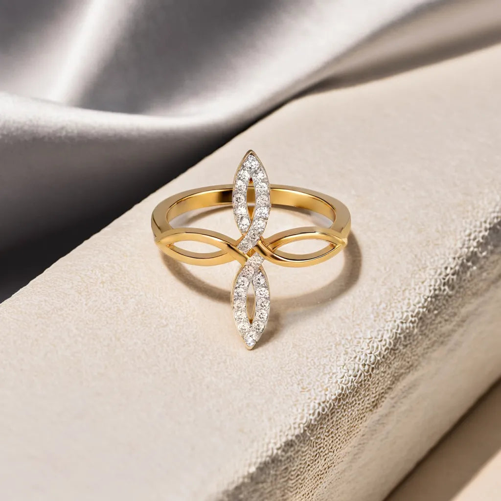 Duo Fleur Fashion Ring-18kt Gold Vermeil Lab Grown Diamond Ring