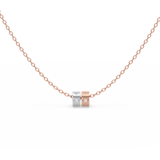 Duo Harmony Pendant - 18kt Rose Gold Vermeil Lab Grownd Diamond Necklace 