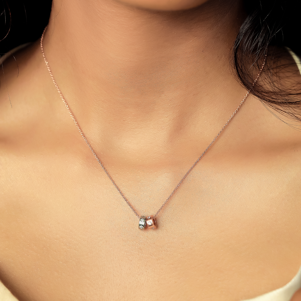 Duo Harmony Pendant - 18kt Rose Gold Vermeil Lab Grownd Diamond Necklace 