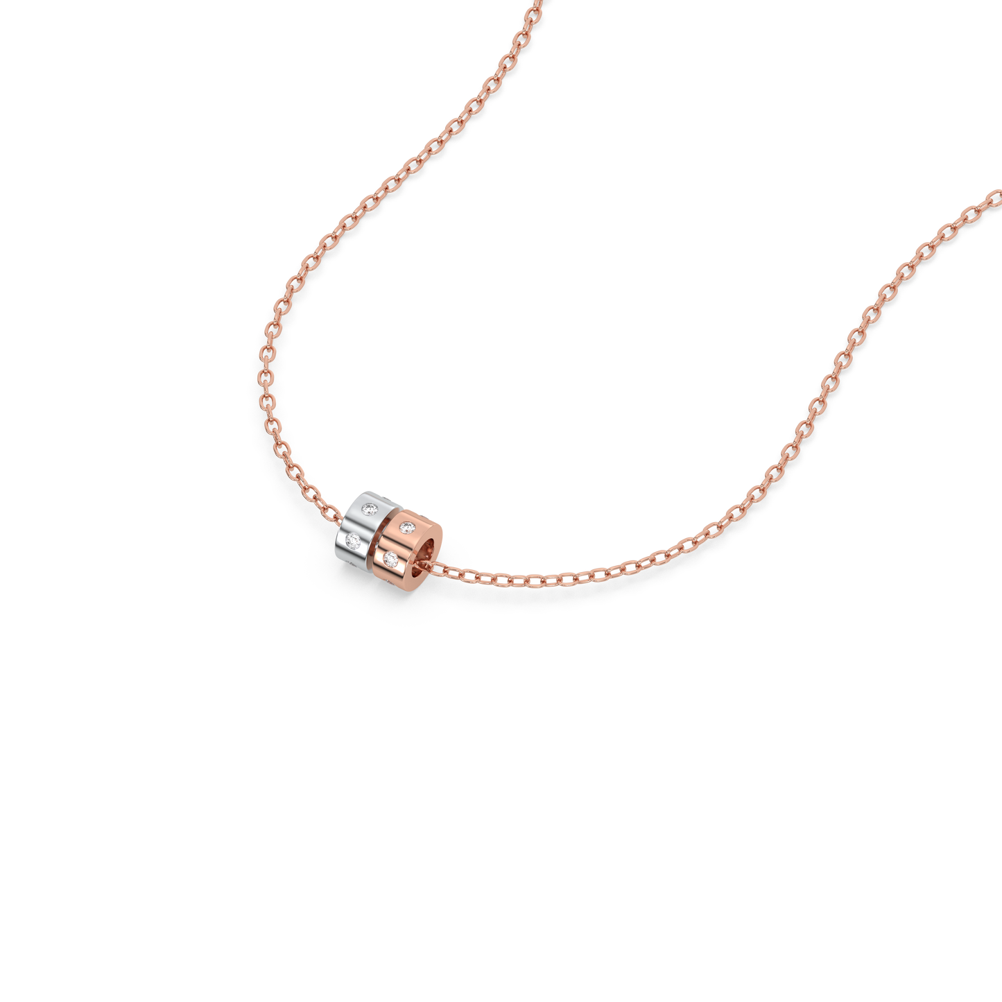 Duo Harmony Pendant - 18kt Rose Gold Vermeil Lab Grownd Diamond Necklace 
