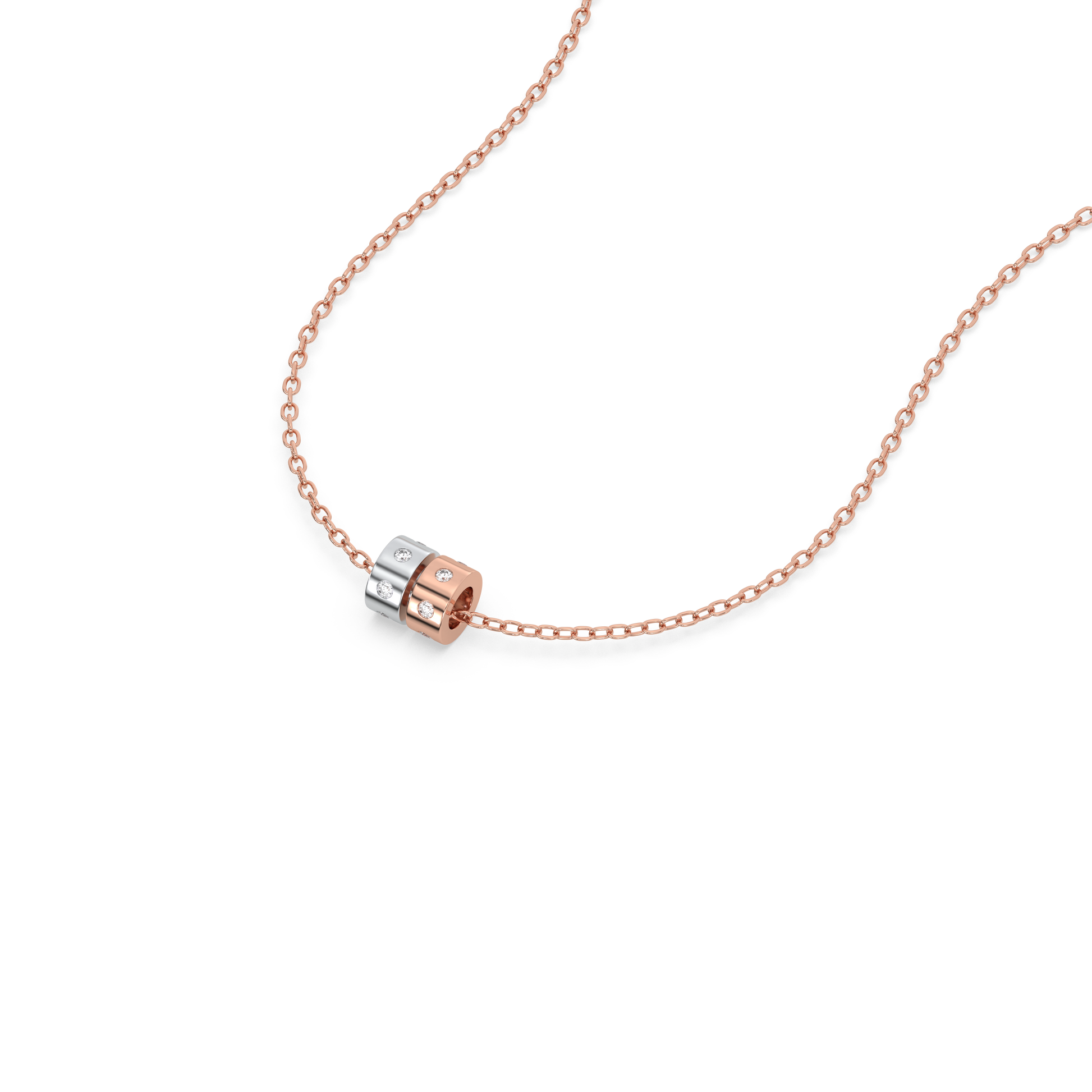 Duo Harmony Pendant - 18kt Rose Gold Vermeil Lab Grownd Diamond Necklace 