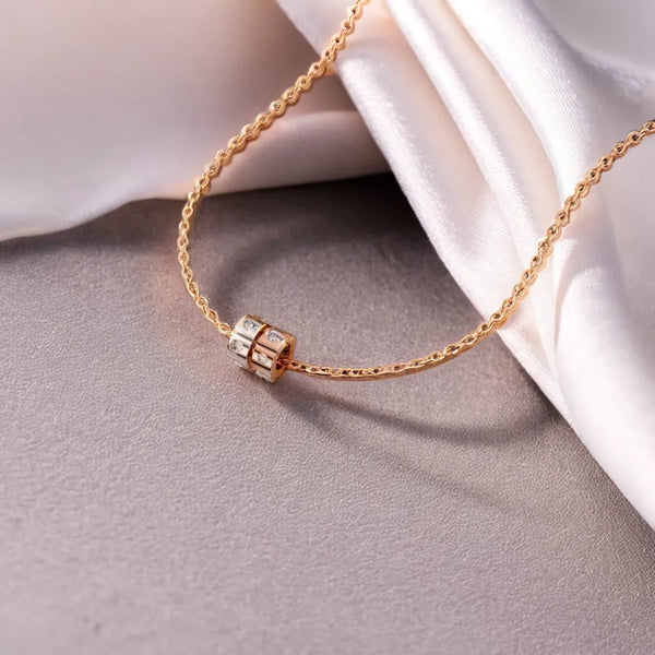 Lukson Duo Harmony Pendant 18kt Rose Gold Vermeil Lab Grownd Diamond Necklace 