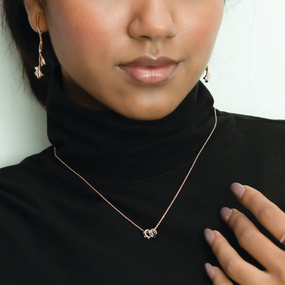 Duo Harmony Pendant - 18kt Rose Gold Vermeil Lab Grownd Diamond Necklace 