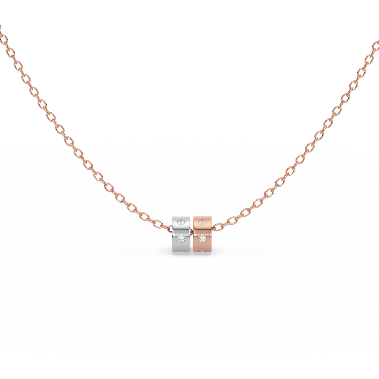 Duo Harmony Pendant - 18kt Rose Gold Vermeil Lab Grownd Diamond Necklace 