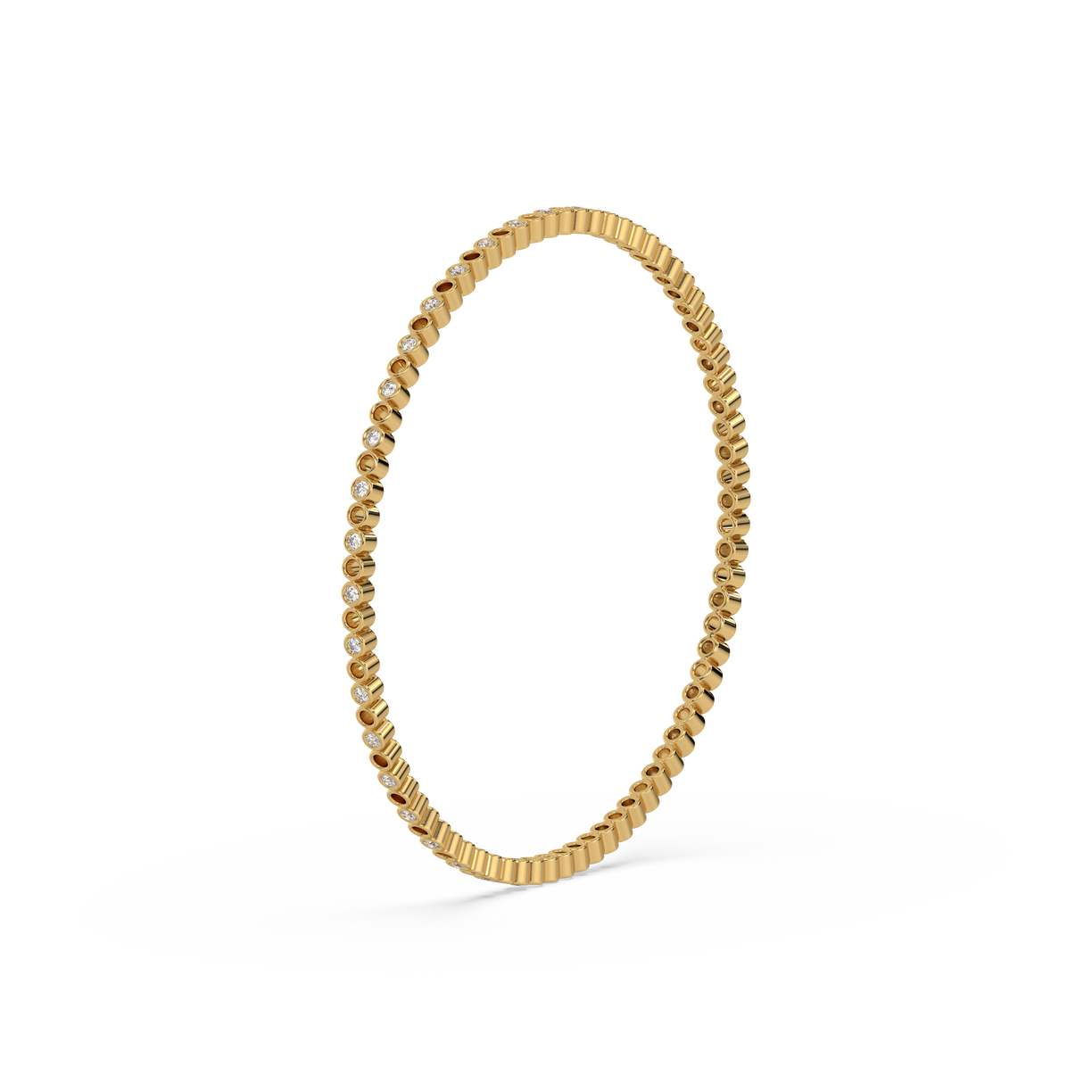 Beaded 18kt Gold Vermeil Lab Grown Diamond Bangle 