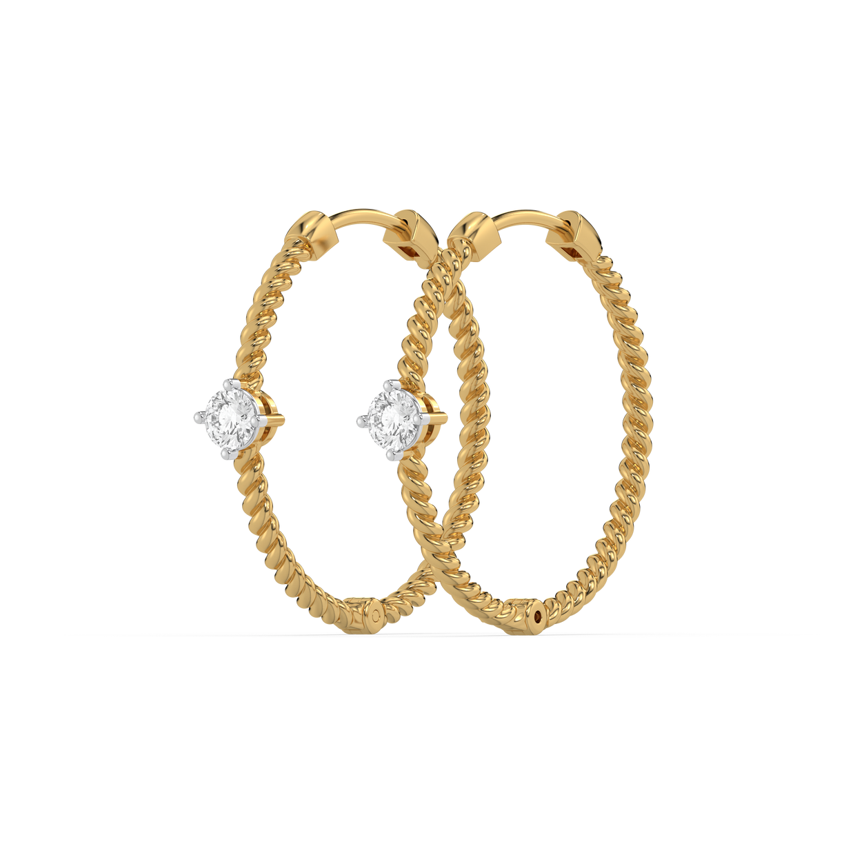 Twist of Fate - Lab Diamond Solitaire Hoop Earrings