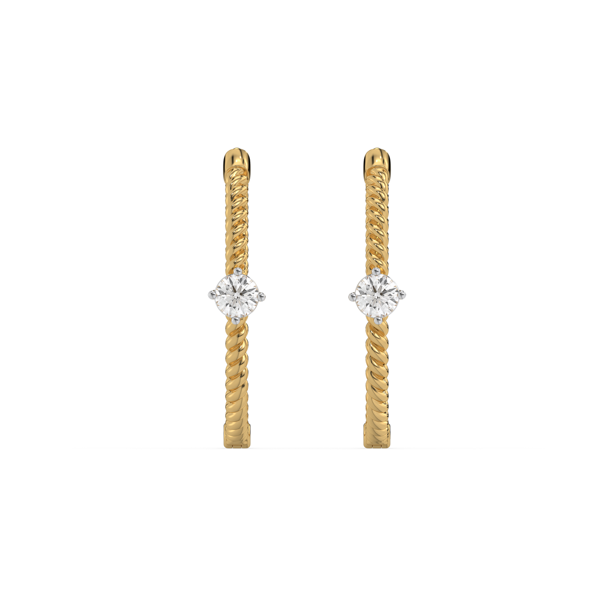 Twist of Fate - Lab Diamond Solitaire Hoop Earrings