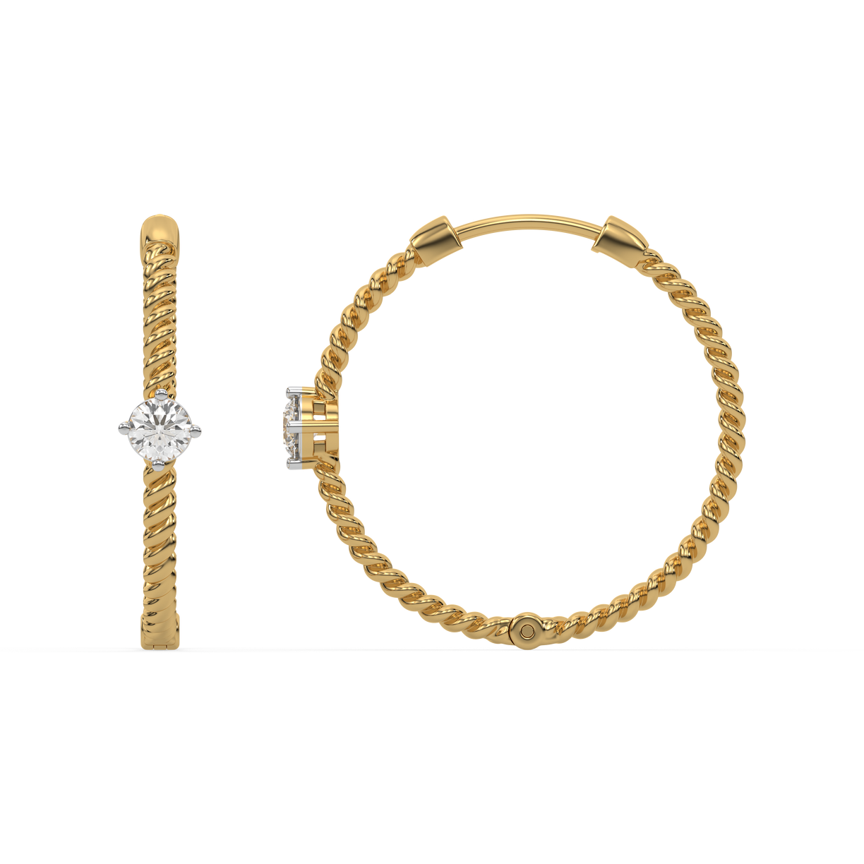 Twist of Fate - Lab Diamond Solitaire Hoop Earrings