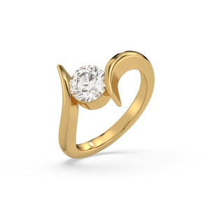 Curved Elegance - Lab Diamond Solitaire Ring