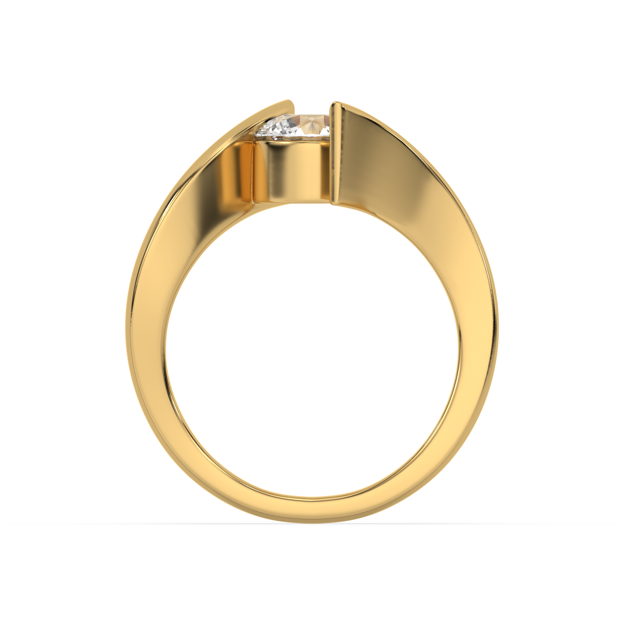 Curved Elegance Solitaire - 18kt Gold Vermeil Lab Grown Diamond Ring