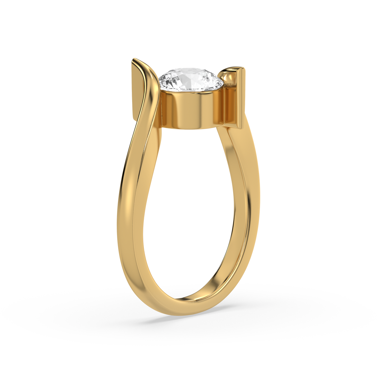Curved Elegance Solitaire - 18kt Gold Vermeil Lab Grown Diamond Ring