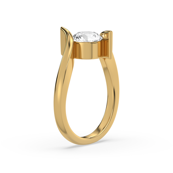 Lukson Curved Lab Grown Diamond Solitaire Ring Online