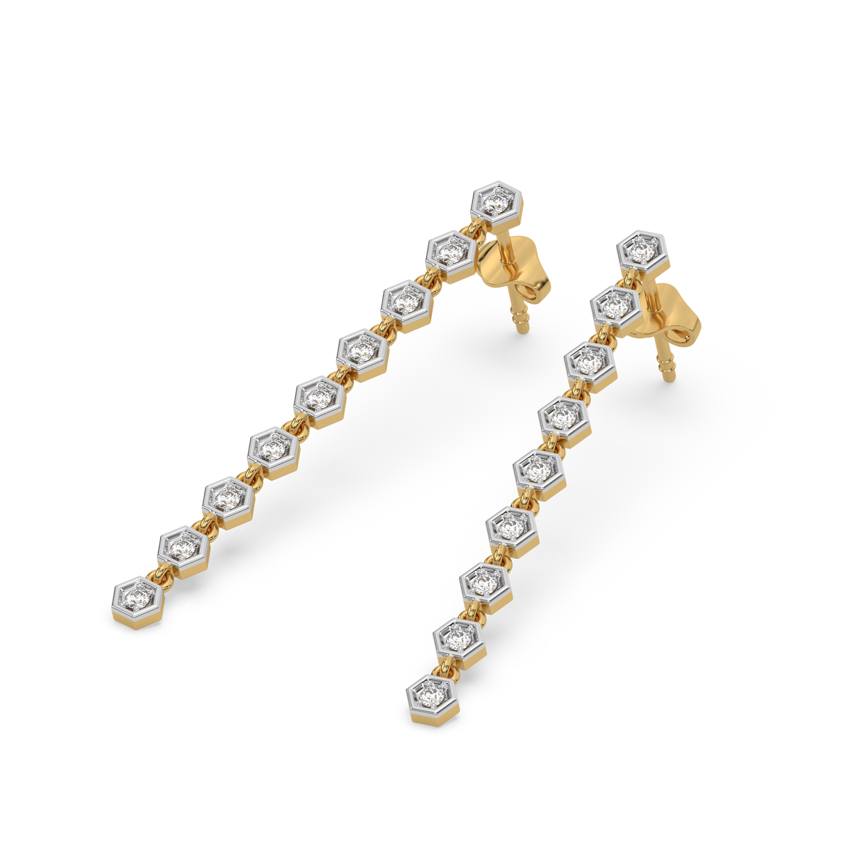 Lukson Lustrous Bezel 18k Gold Lab Grown Diamond Drop Earrings for Women 