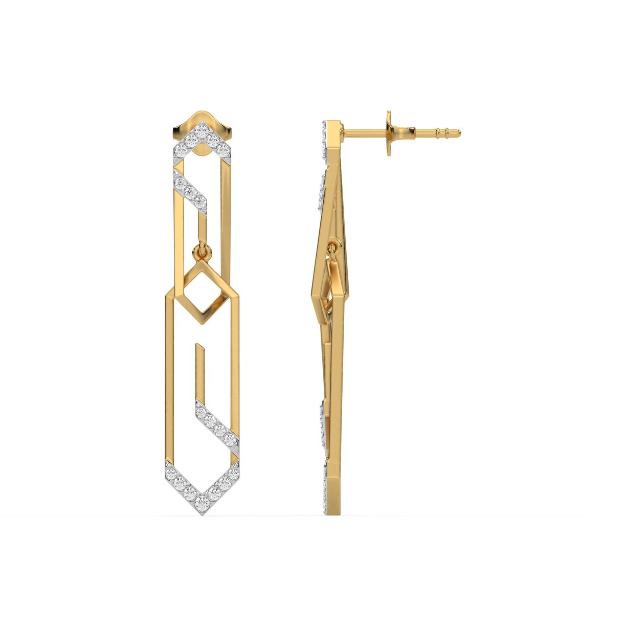 Lukson | lab grown diamond gold drop earrings