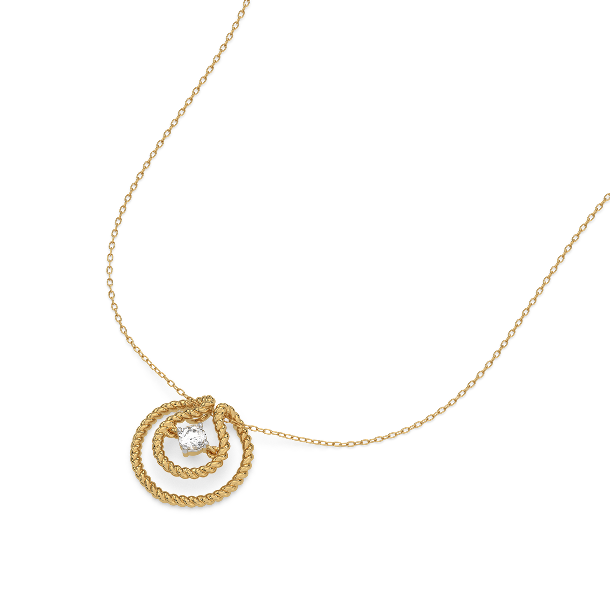 Twist of Fate Solitaire Necklace - 18kt Gold Vermeil Lab Grown Diamond 