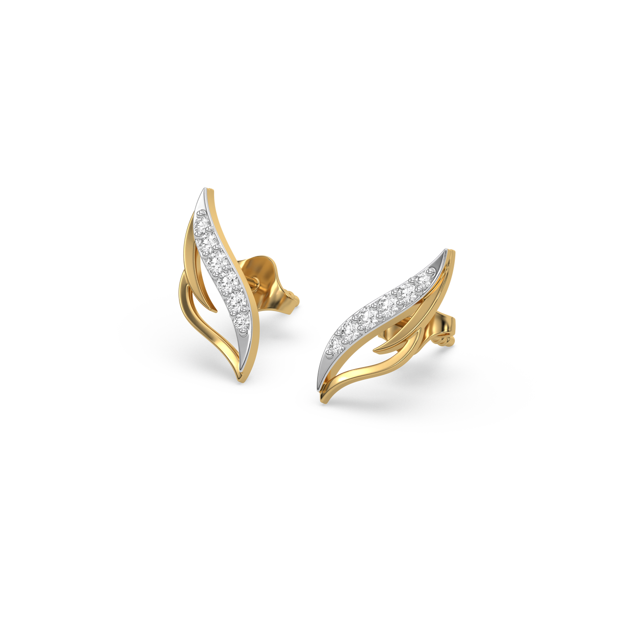 Featherlight Grace - Pure Gold Lab Diamond Stud Earrings